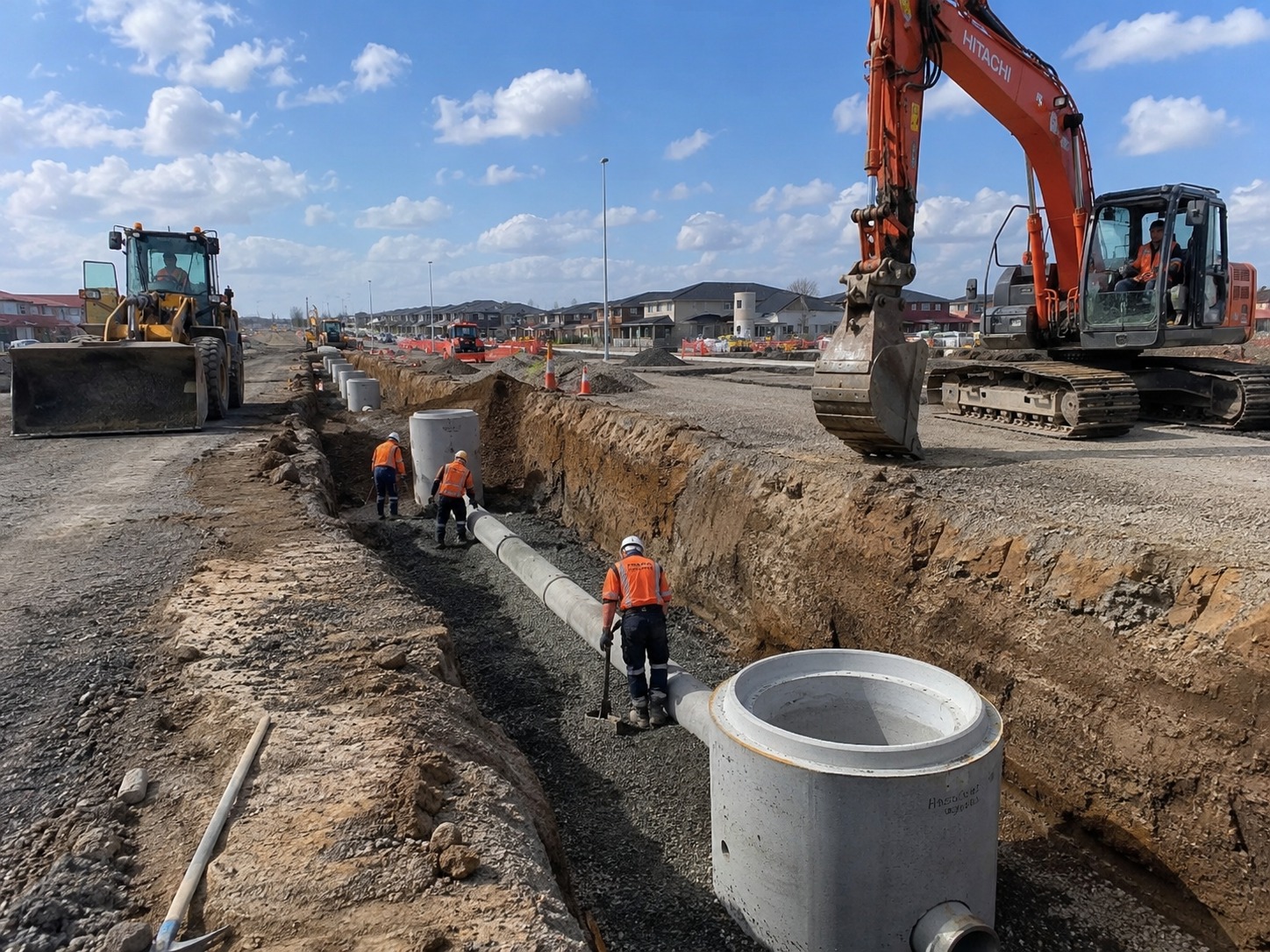 Hamilton drainlayers installing underground drainage pipework