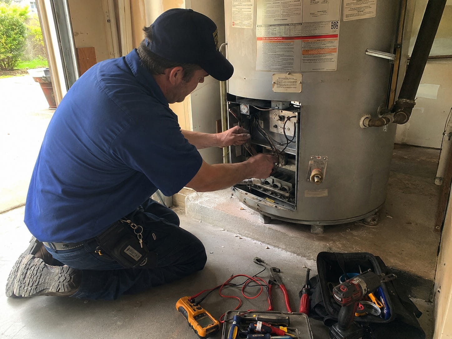 Technician carrying out Hamilton gas heater repairs
